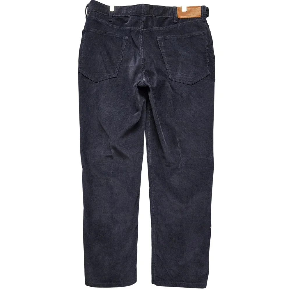 Lands' End Mens Navy Blue Corduroy Pants Comfort Waist Traditional 5-Pocket 36